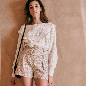 Nwt! Sezane high-waisted Rome short peonies